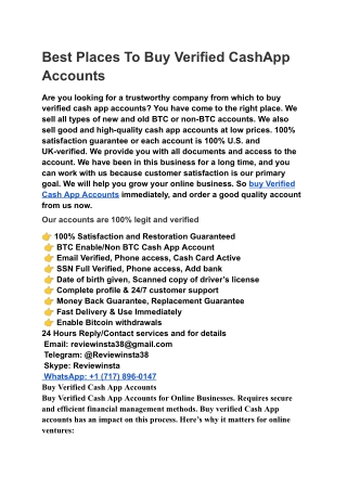Best Places To Buy Verified CashApp Accounts