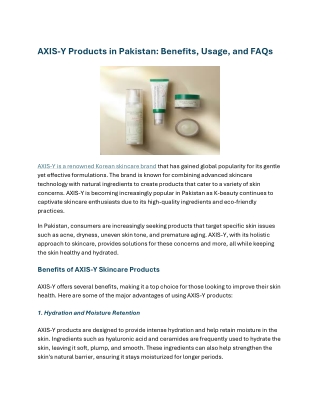 AXIS-Y Products in Pakistan Benefits