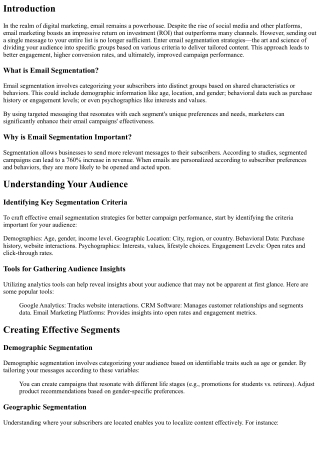 Email Segmentation Strategies for Better Campaign Performance