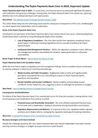 Understanding The Paytm Payments Bank Crisis In 2024