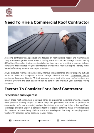 Need To Hire a Commercial Roof Contractor