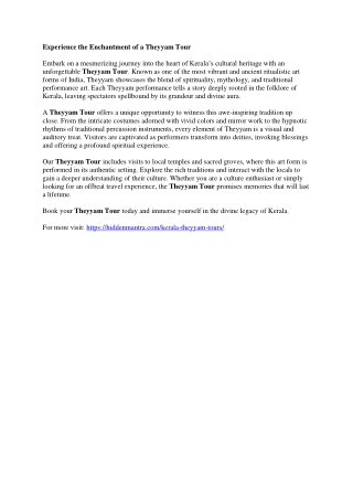 Experience the Enchantment of a Theyyam Tour