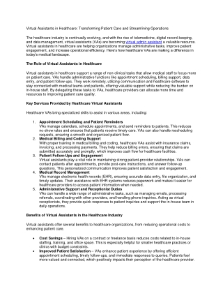 Virtual Assistants in Healthcare: Transforming Patient Care and Streamlining Ope