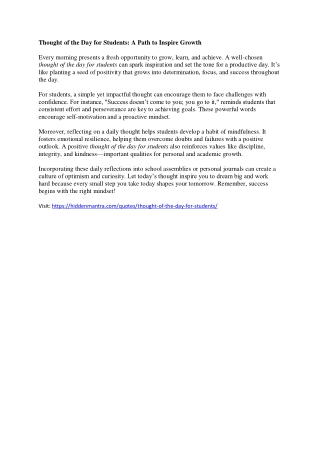 Thought of the Day for Students