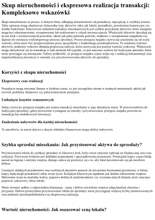 Skup nieruchomości i szybka sprzedaż nieruchomości