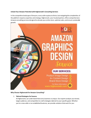 Unlock Your Amazon Potential with Highonrank’s Consulting Services