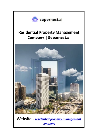 Residential Property Management Company  Supernest.ai