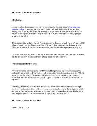 Which Cream is Best for Dry Skin