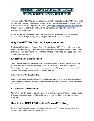 NEET PG Question Papers with Answers_ A Comprehensive Resource for Students