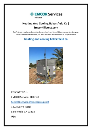 Heating And Cooling Bakersfield Ca | Emcorhillcrest.com
