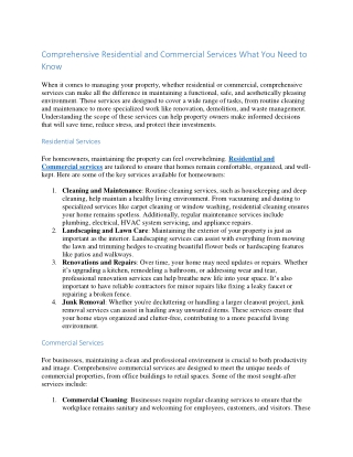 Comprehensive Residential and Commercial Services What You Need to Know