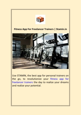 Fitness App For Freelancer Trainers  Stamin.in