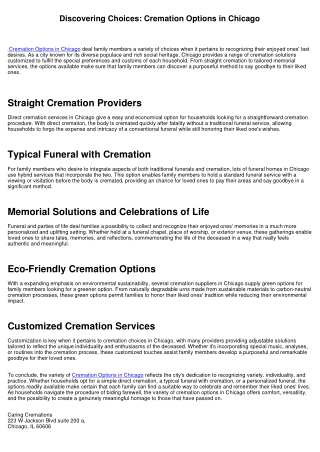 Discovering Options: Cremation Options in Chicago