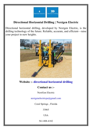 Directional Horizontal Drilling   Nextgen Electric