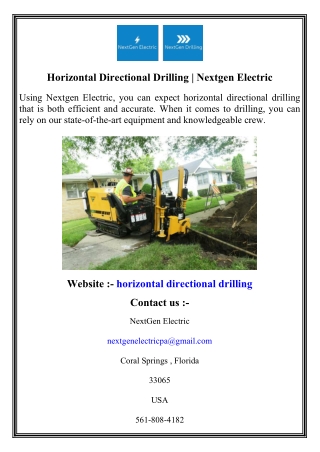 Horizontal Directional Drilling   Nextgen Electric