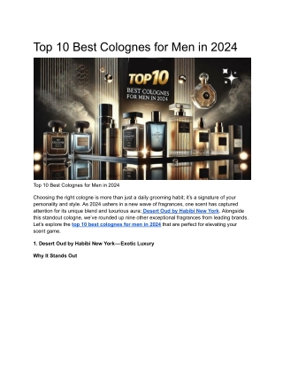 Top 10 Best Colognes for Men in 2024