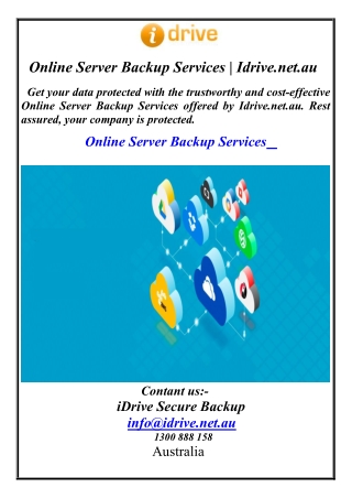 Online Server Backup Services Idrive.net.au