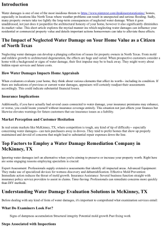 The Impact of Neglected Water Damages on Your Residential Property Worth as a Lo