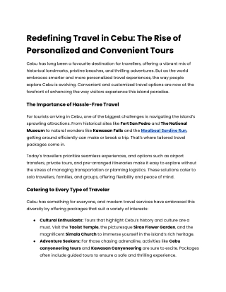 Redefining Travel in Cebu_ The Rise of Personalized and Convenient Tours