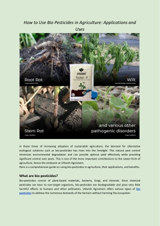 How to Use Bio Pesticides in Agriculture: Applications and Uses