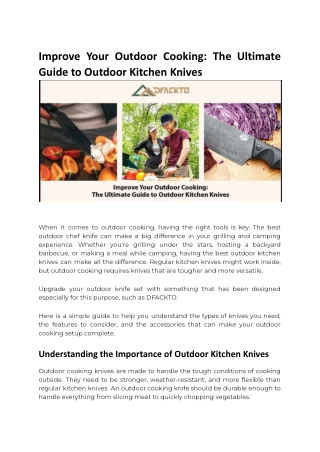 Improve Your Outdoor Cooking: The Ultimate Guide to Outdoor Kitchen Knives