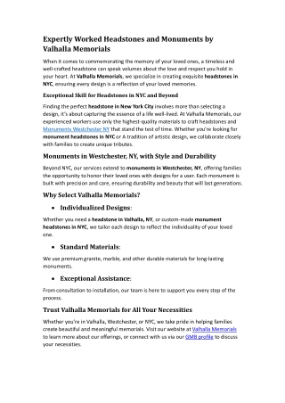 Expertly Worked Headstones and Monuments by Valhalla Memorials