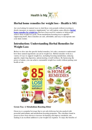 Herbal home remedies for weight loss - Health is MG