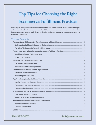 Top Tips for Choosing the Right Ecommerce Fulfillment Provider