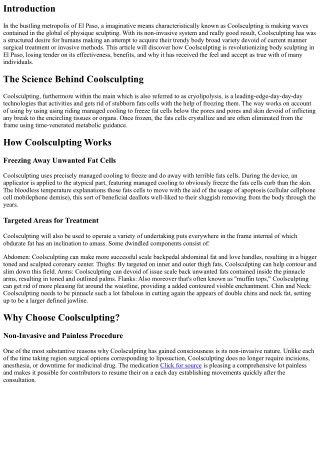 How Coolsculpting is Revolutionizing Body Sculpting in El Paso