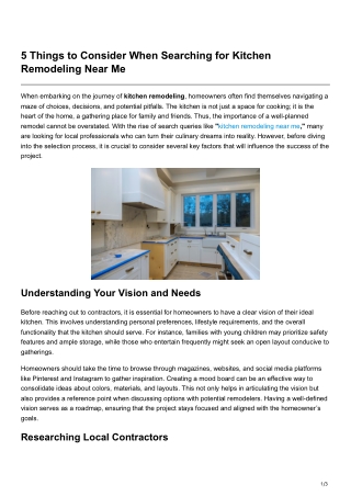 5 Things to Consider When Searching for Kitchen Remodeling Near Me