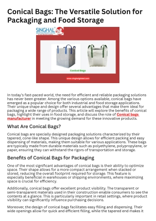 Conical Bags The Versatile Solution for Packaging and Food Storage