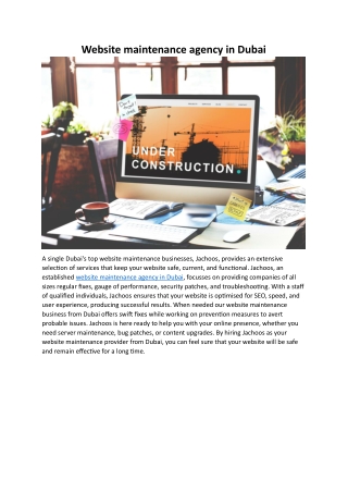 Website maintenance agency in Dubai