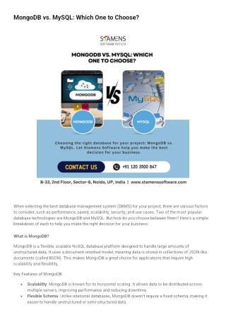 MongoDB vs. MySQL: Which One to Choose?