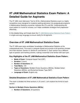 IIT JAM Mathematical Statistics Exam Pattern & Syllabus