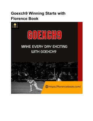 Goexch9 Winning Starts with Florence Book