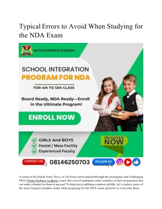 Typical Errors to Avoid When Studying for the NDA Exam
