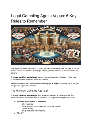 Legal Gambling Age in Vegas! 5 Key Rules to Remember