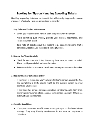 Looking for Tips on Handling Speeding Tickets