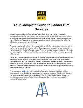 Your Complete Guide to Ladder Hire Services