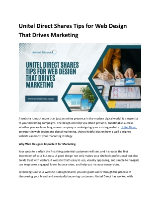 Unitel Direct Shares Tips for Web Design That Drives Marketing