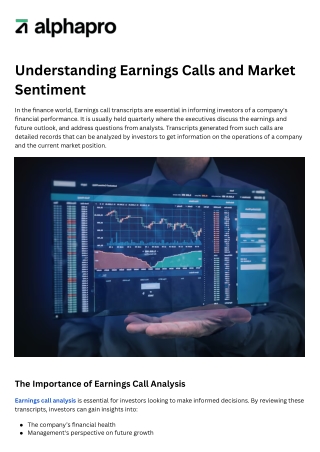 Understanding Earnings Calls and Market Sentiment