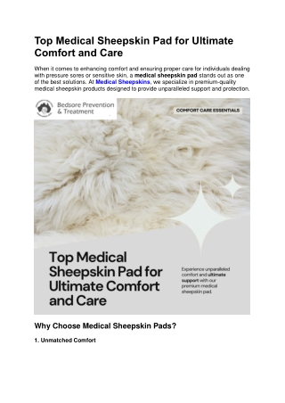 Top Medical Sheepskin Pad for Ultimate Comfort and Care