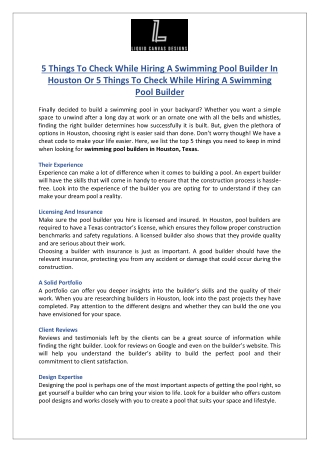 Top Swimming Pool Builders in Houston, TX - Liquid Canvas Designs