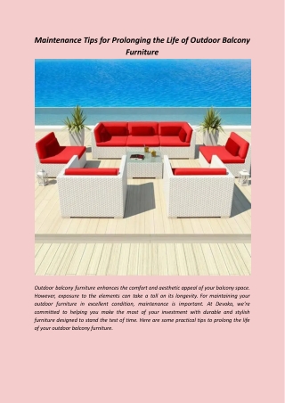Maintenance Tips for Prolonging the Life of Outdoor Balcony Furniture