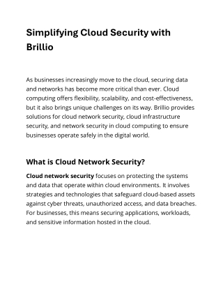 Enhancing Cloud Security with Brillio