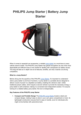 PHILIPS Jump Starter | Battery Jump Starter
