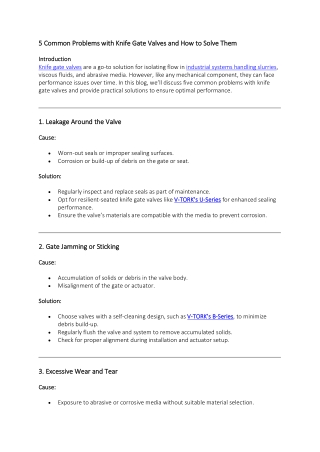 5 Common Problems with Knife Gate Valves and How to Solve Them