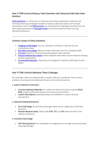 How VTork Control reduces valve downtime