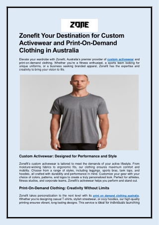 Zonefit Your Destination for Custom Activewear and Print-On-Demand Clothing in Australia