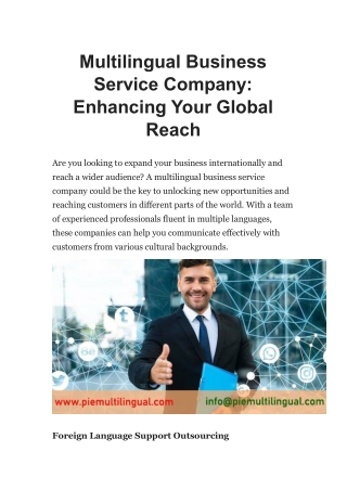 Multilingual Business Service Company Enhancing Your Global Reach